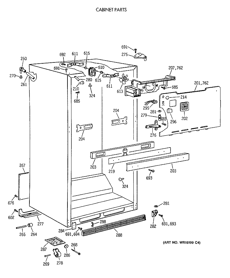 CABINET PARTS Diagram and Parts List for CTX18BASCRWH  Hotpoint Refrigerator