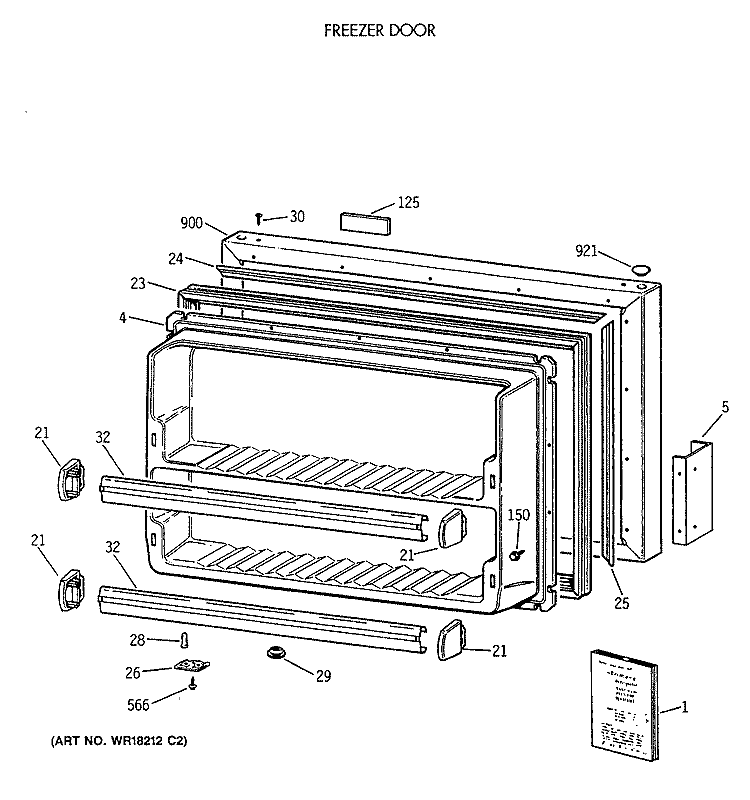 FREEZER DOOR Diagram and Parts List for CTX18LAXERWH  Hotpoint Refrigerator