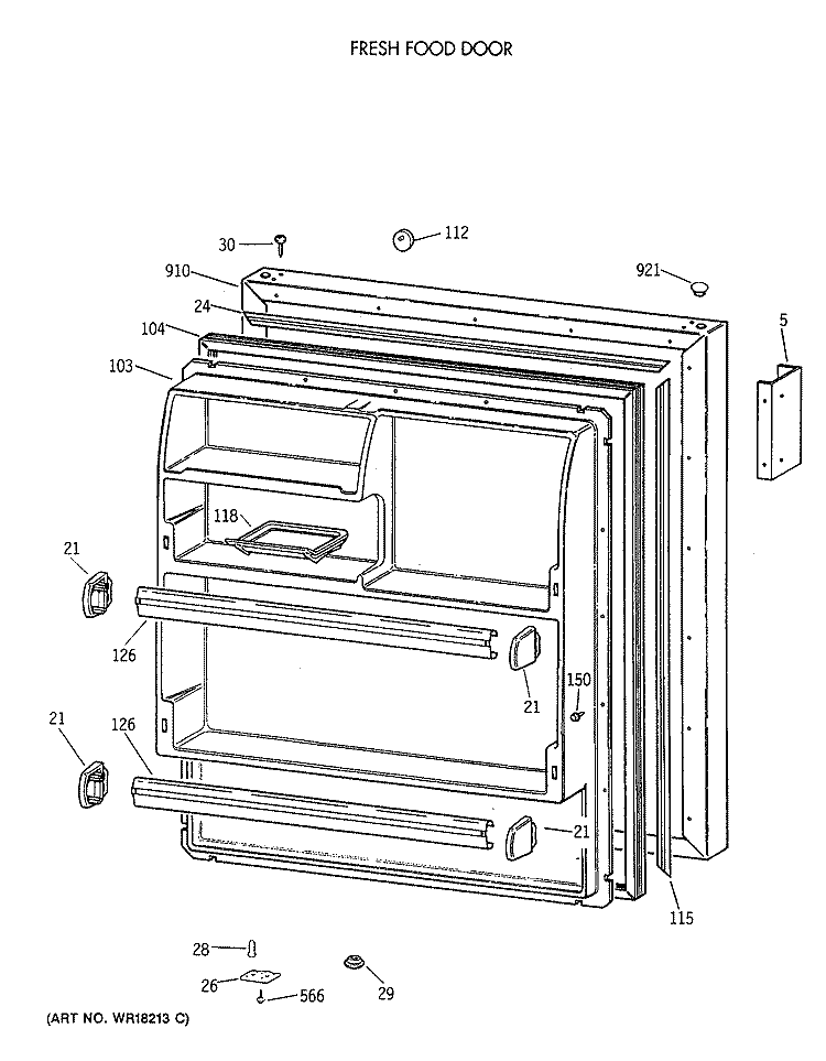 FRESH FOOD DOOR Diagram and Parts List for CTX18LAXERWH  Hotpoint Refrigerator