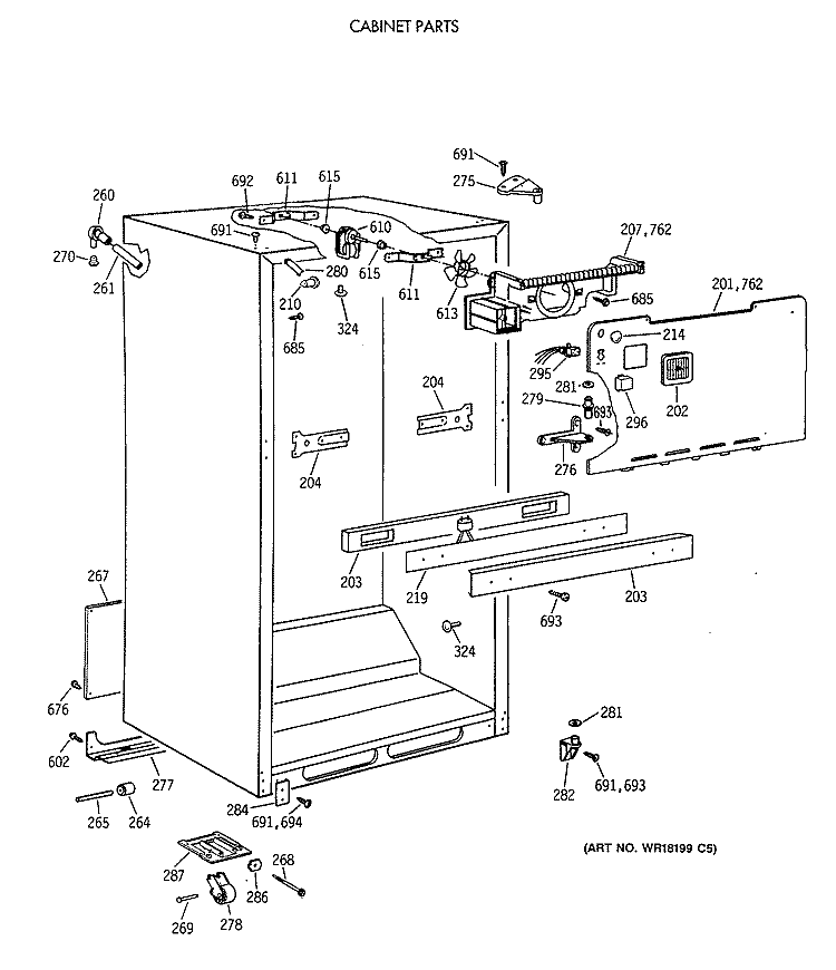 CABINET PARTS Diagram and Parts List for CTX18LAXERWH  Hotpoint Refrigerator