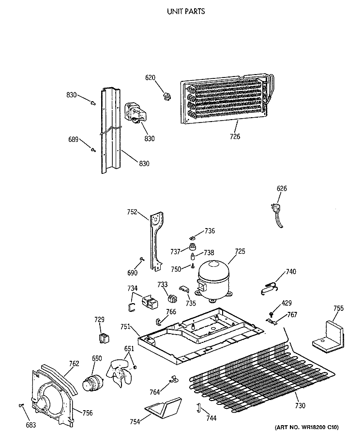 UNIT PARTS Diagram and Parts List for CTX18LAXERWH  Hotpoint Refrigerator