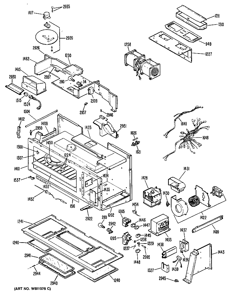 Section Diagram and Parts List for LVM150H01  General Electric Microwave