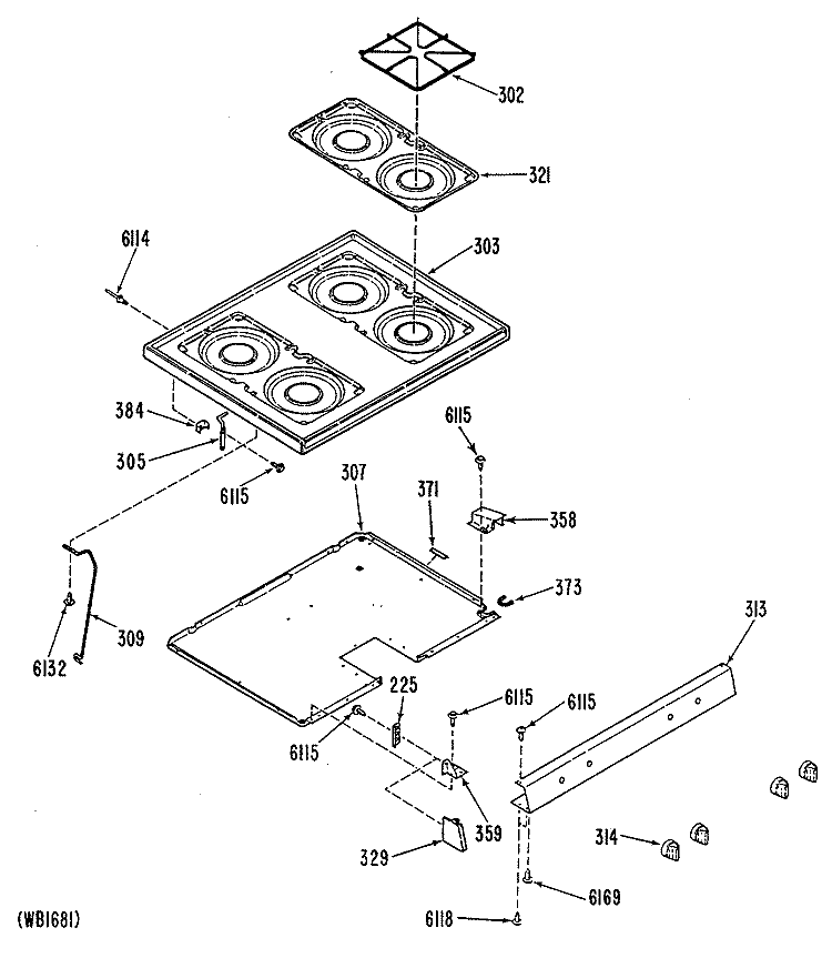 Section Diagram and Parts List for L2B335GEL0  General Electric Range