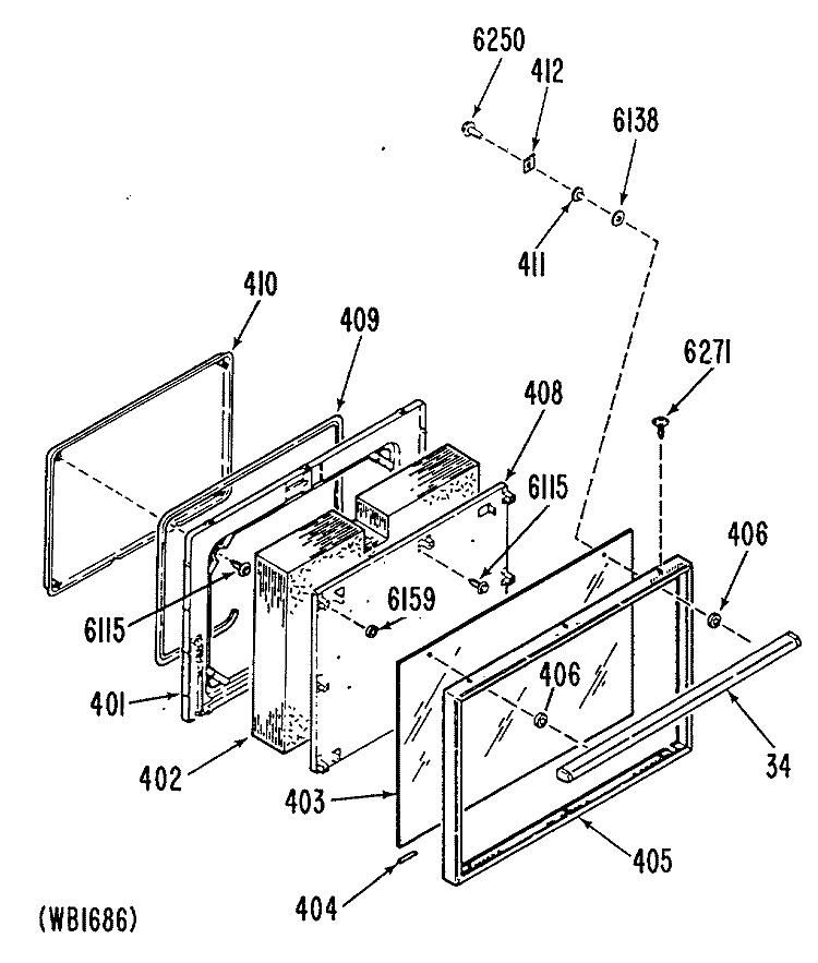 Section Diagram and Parts List for L2B335GEL0  General Electric Range