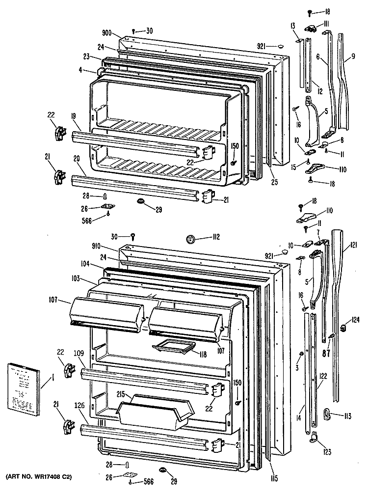 Section Diagram and Parts List for MTX18EPBRAD  General Electric Refrigerator