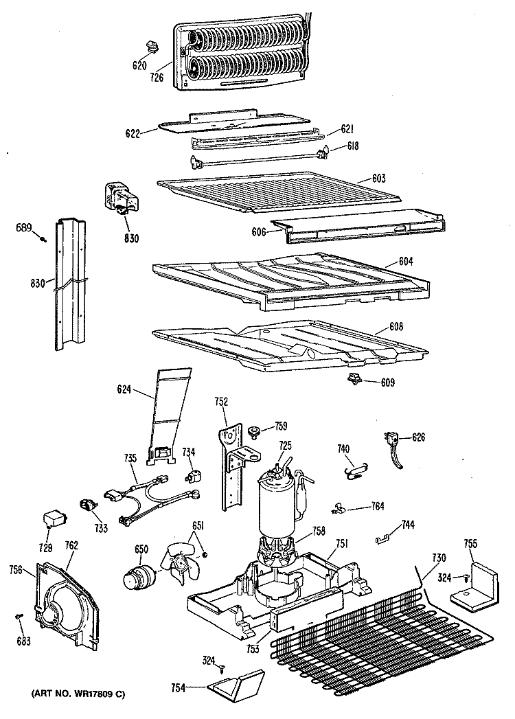 Section Diagram and Parts List for MTX18EPBRAD  General Electric Refrigerator