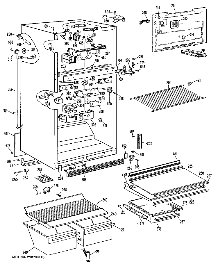 Section Diagram and Parts List for MTX18GPJRWH  General Electric Refrigerator