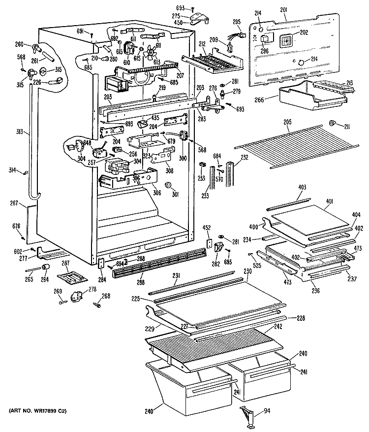 Section Diagram and Parts List for MTX19GPJRAD  General Electric Refrigerator