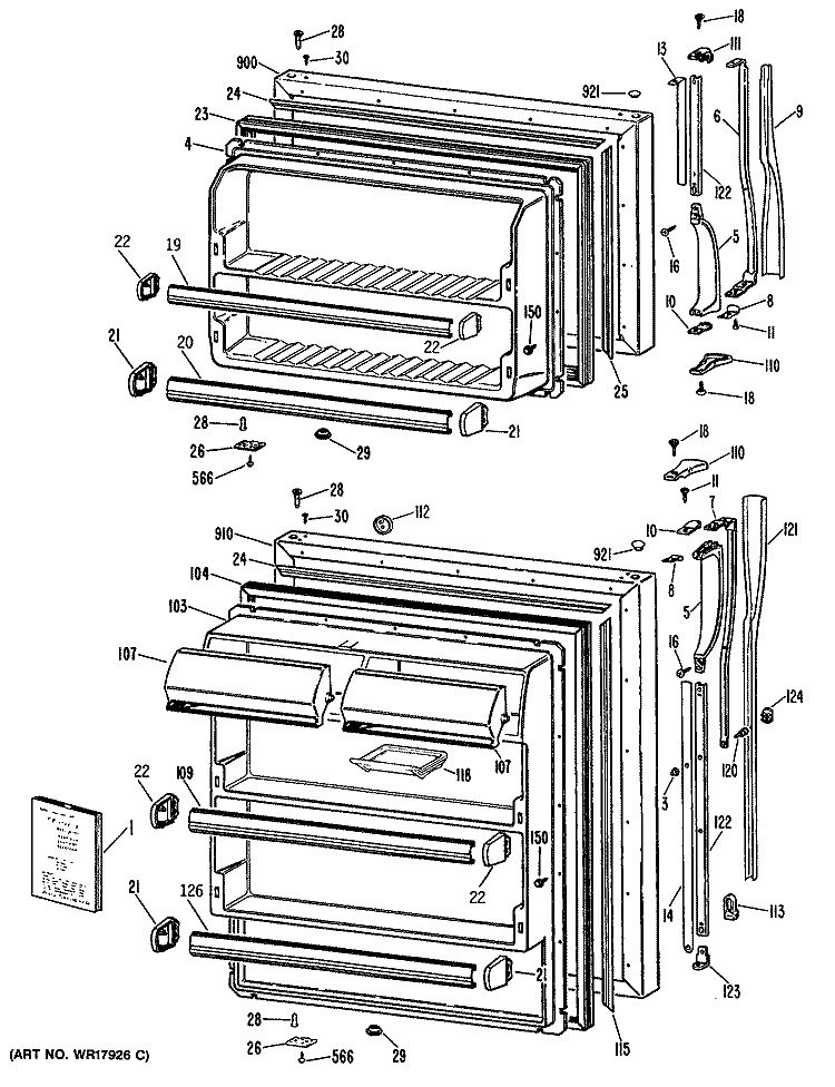 Section Diagram and Parts List for MTX21EPBRWH  General Electric Refrigerator