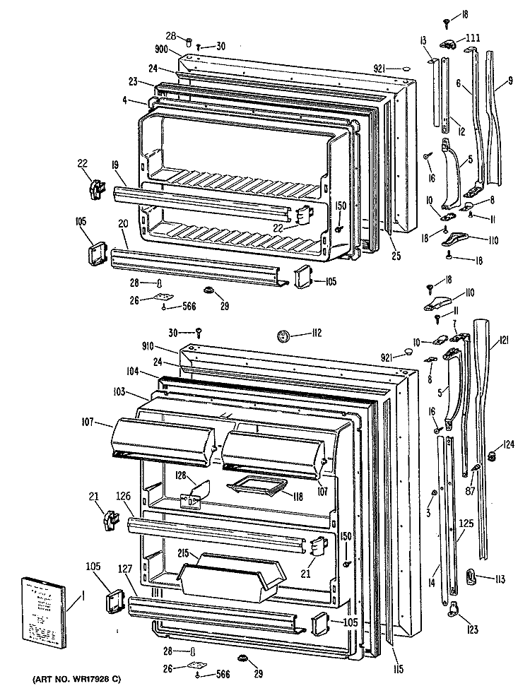 Section Diagram and Parts List for MTX19GPKRWH  General Electric Refrigerator