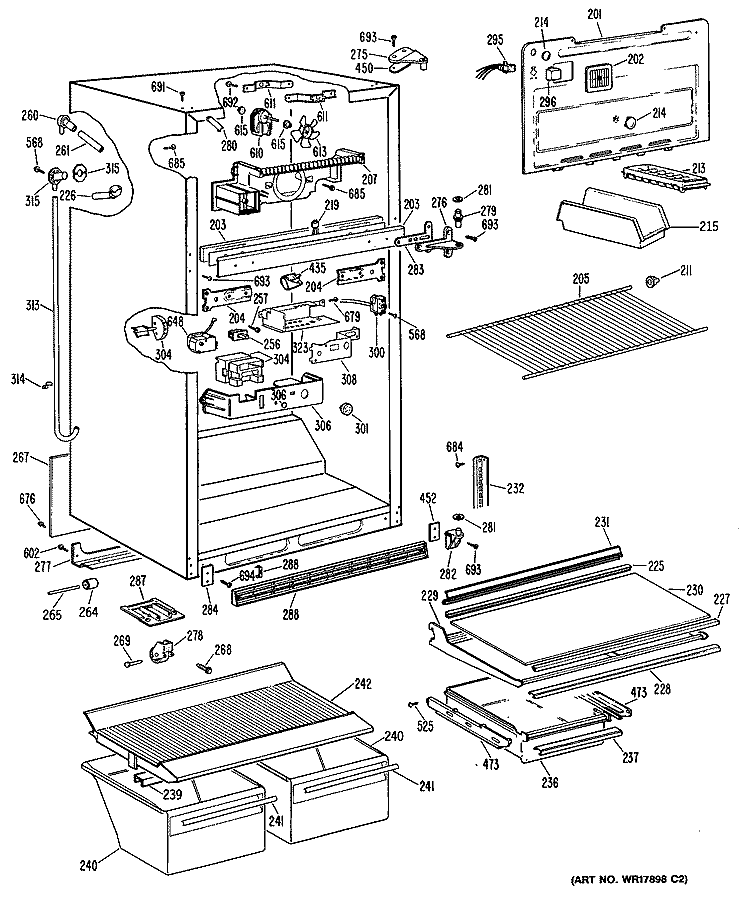 Section Diagram and Parts List for MTX21GPJRAD  General Electric Refrigerator