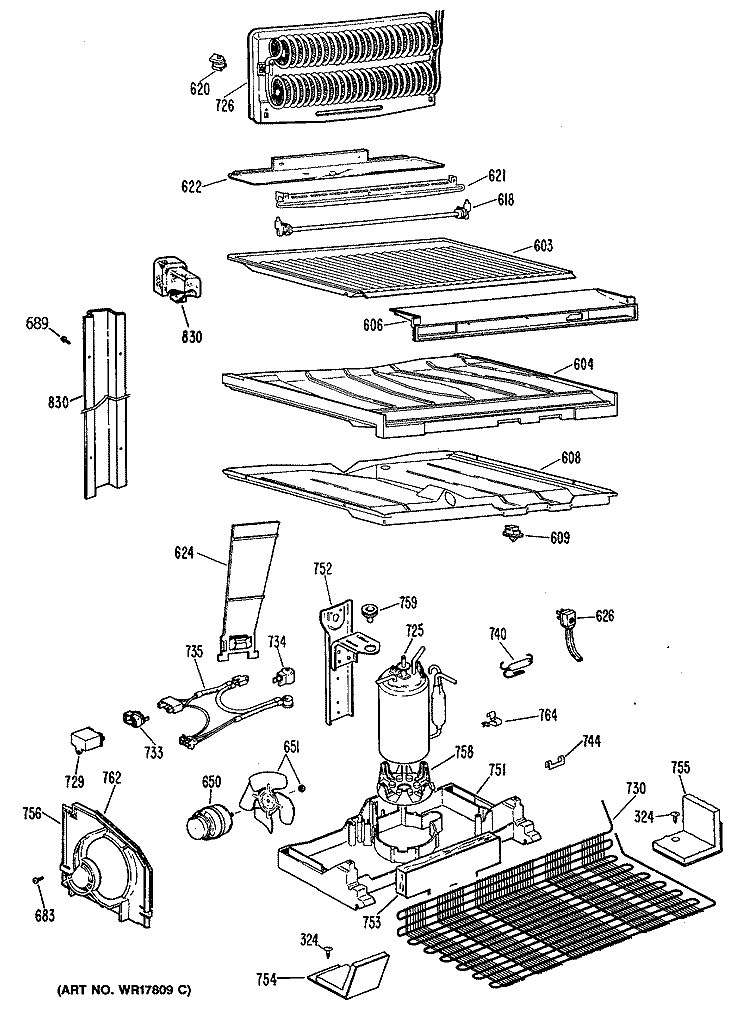 Section Diagram and Parts List for MTX21GPJRAD  General Electric Refrigerator