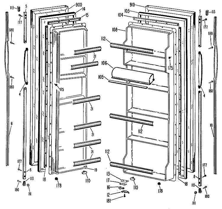 Section Diagram and Parts List for MSX20GLC  General Electric Refrigerator