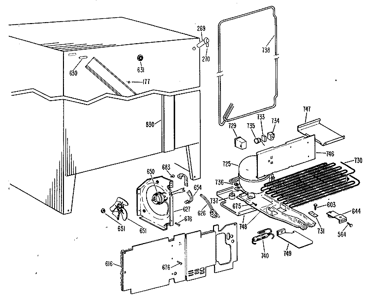 Section Diagram and Parts List for MSX20GLC  General Electric Refrigerator