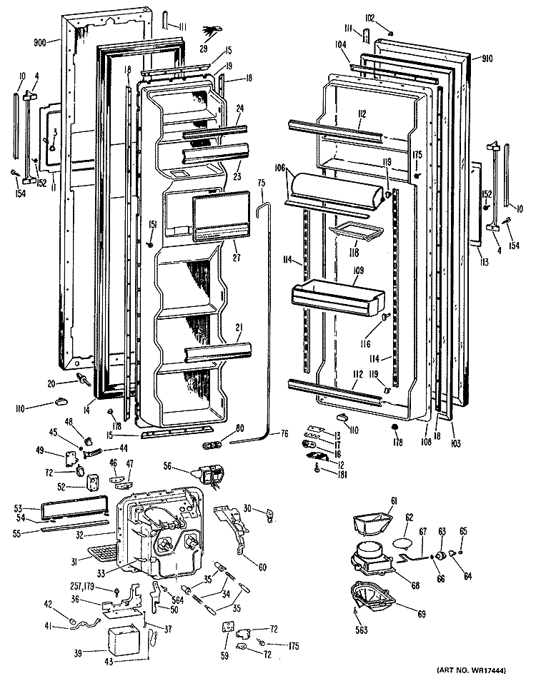 Section Diagram and Parts List for MSX24DLL  General Electric Refrigerator