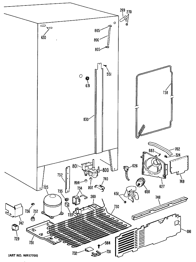 Section Diagram and Parts List for MSX24DLL  General Electric Refrigerator