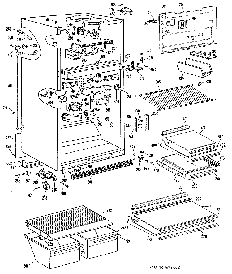 Section Diagram and Parts List for MTX21GMTRWH  General Electric Refrigerator
