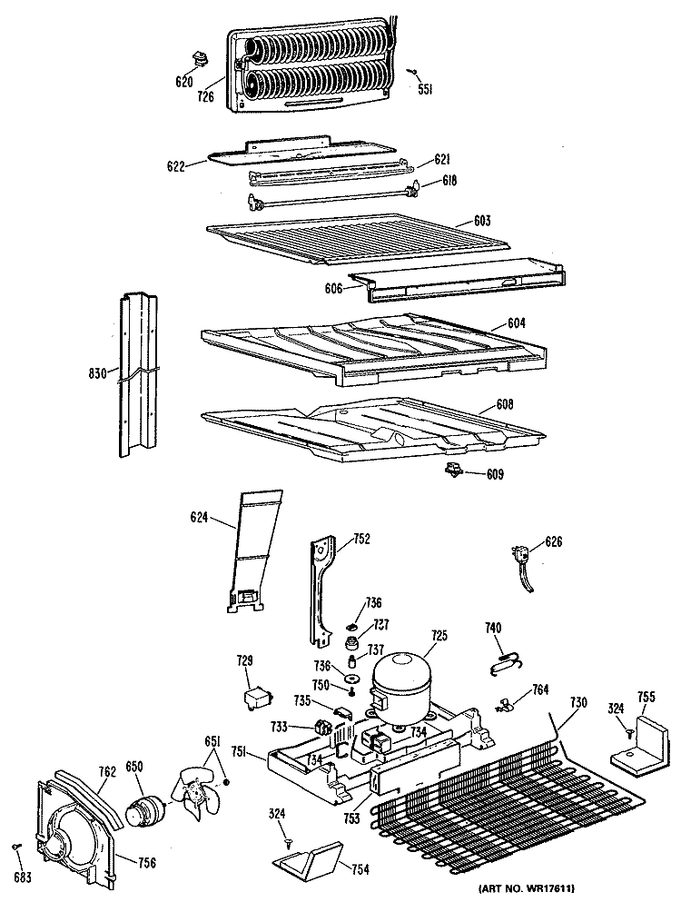 Section Diagram and Parts List for MTX22GMRRAD  General Electric Refrigerator