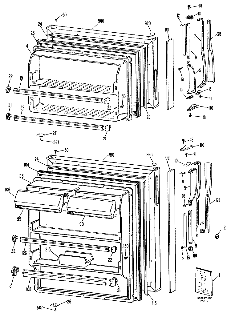 Section Diagram and Parts List for MTXY14EPBRAD  General Electric Refrigerator