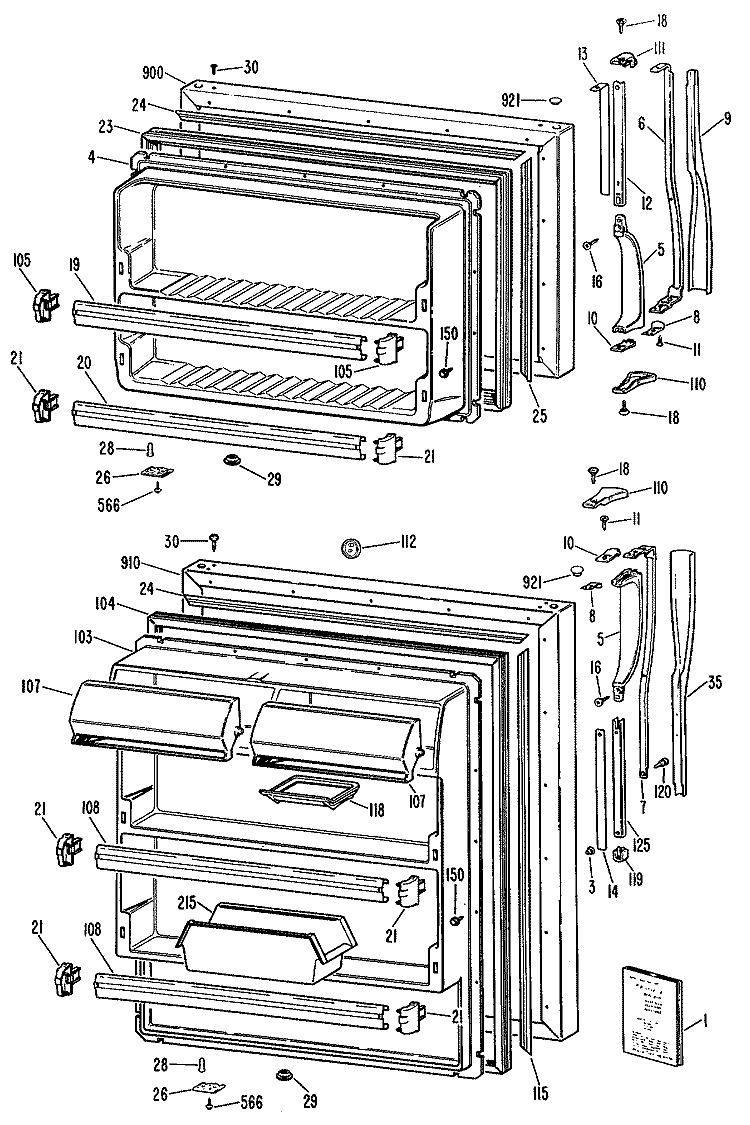 Section Diagram and Parts List for MTX18ELJRAD  General Electric Refrigerator