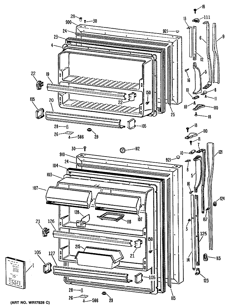 Section Diagram and Parts List for MTX22GPJRWH  General Electric Refrigerator