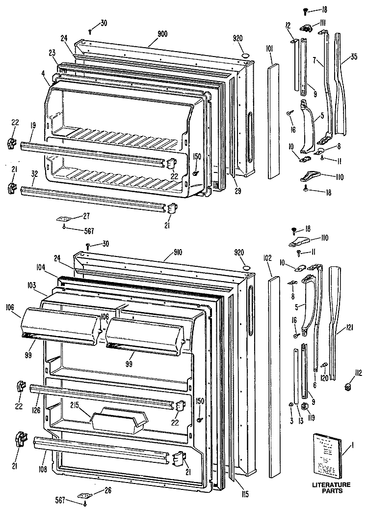 Section Diagram and Parts List for MTE16EPERWH  General Electric Refrigerator