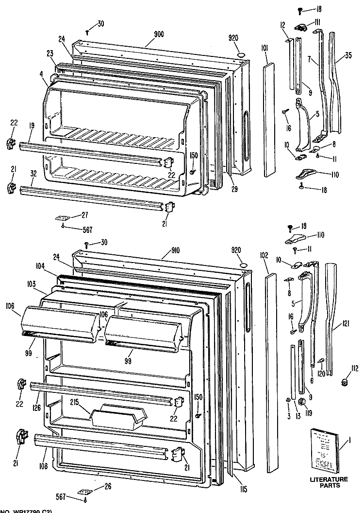 Section Diagram and Parts List for MTE14EPHRAD  General Electric Refrigerator