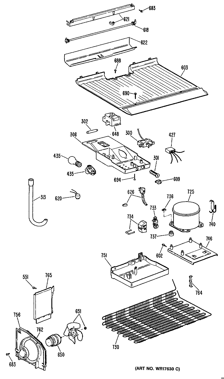 Section Diagram and Parts List for MTXY16EPERAD  General Electric Refrigerator
