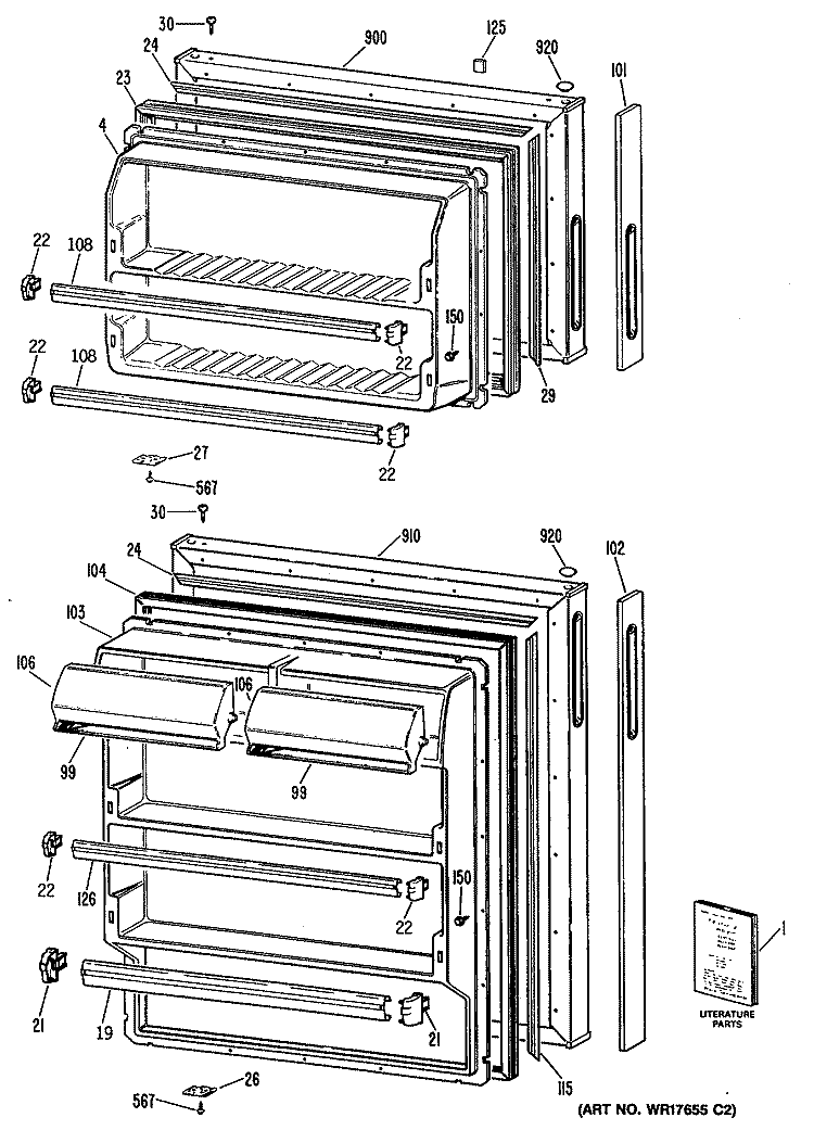 Section Diagram and Parts List for MTXY16CPHRAD  General Electric Refrigerator