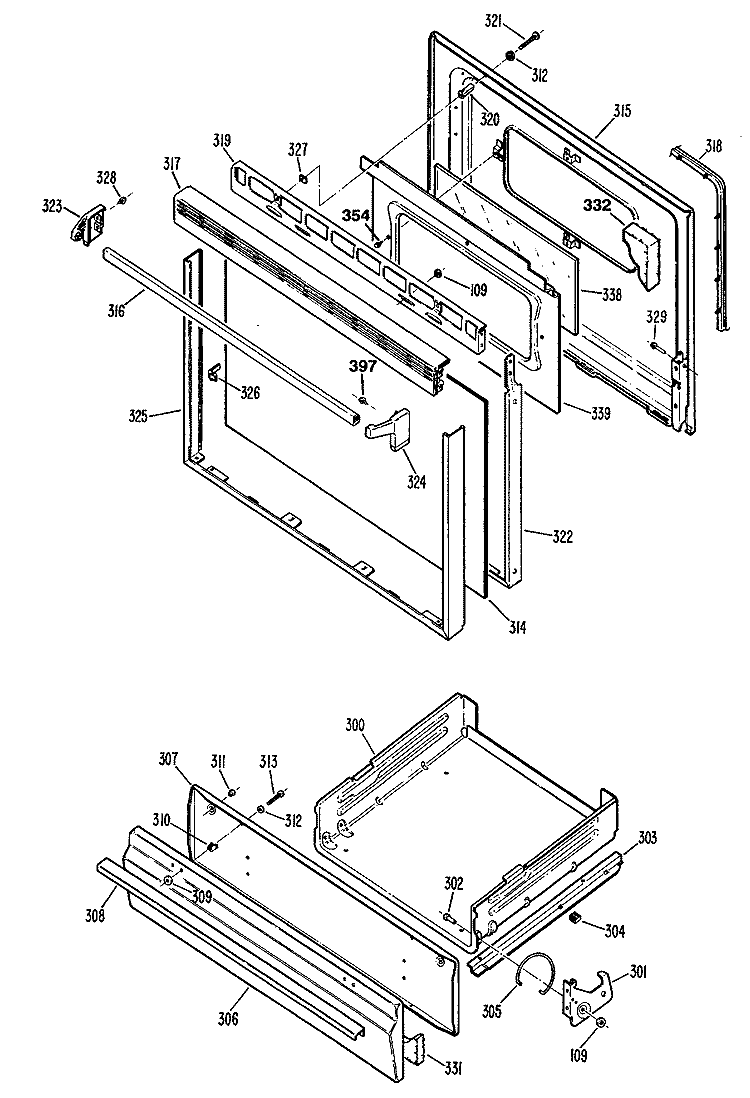 Section Diagram and Parts List for LGB156GES1  General Electric Range