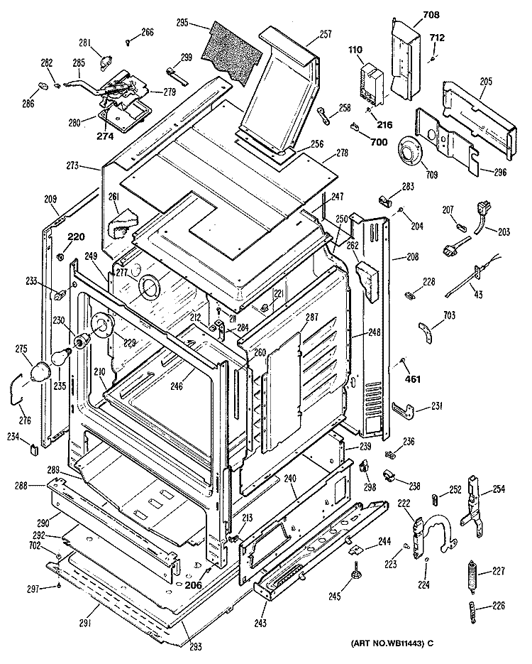 Section Diagram and Parts List for LGB336GER1  General Electric Range