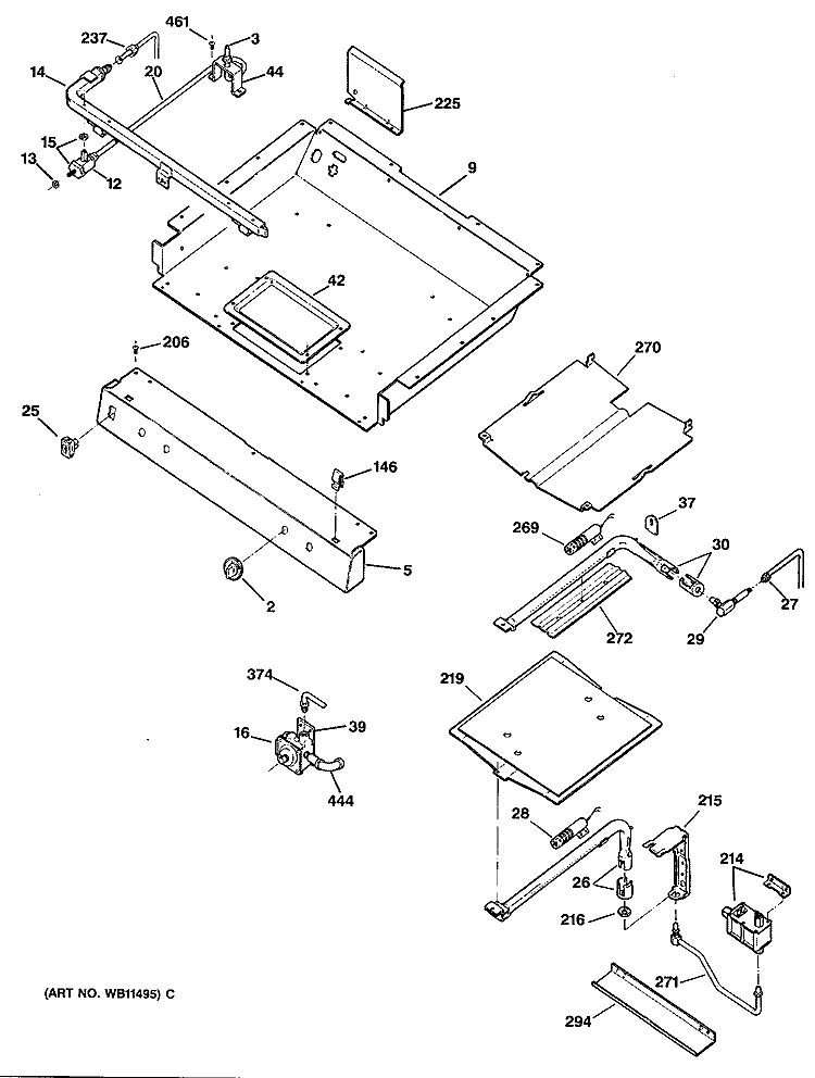 Section Diagram and Parts List for LGB336GER1  General Electric Range