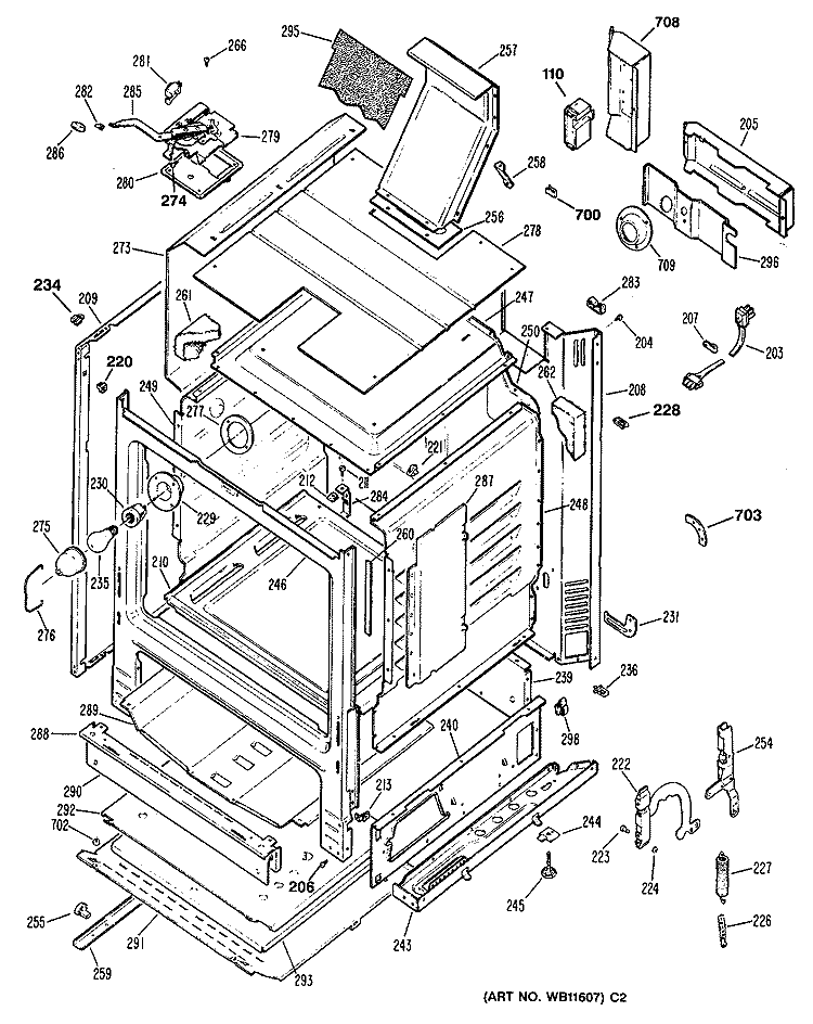 Section Diagram and Parts List for LGB356GET1WH  General Electric Range