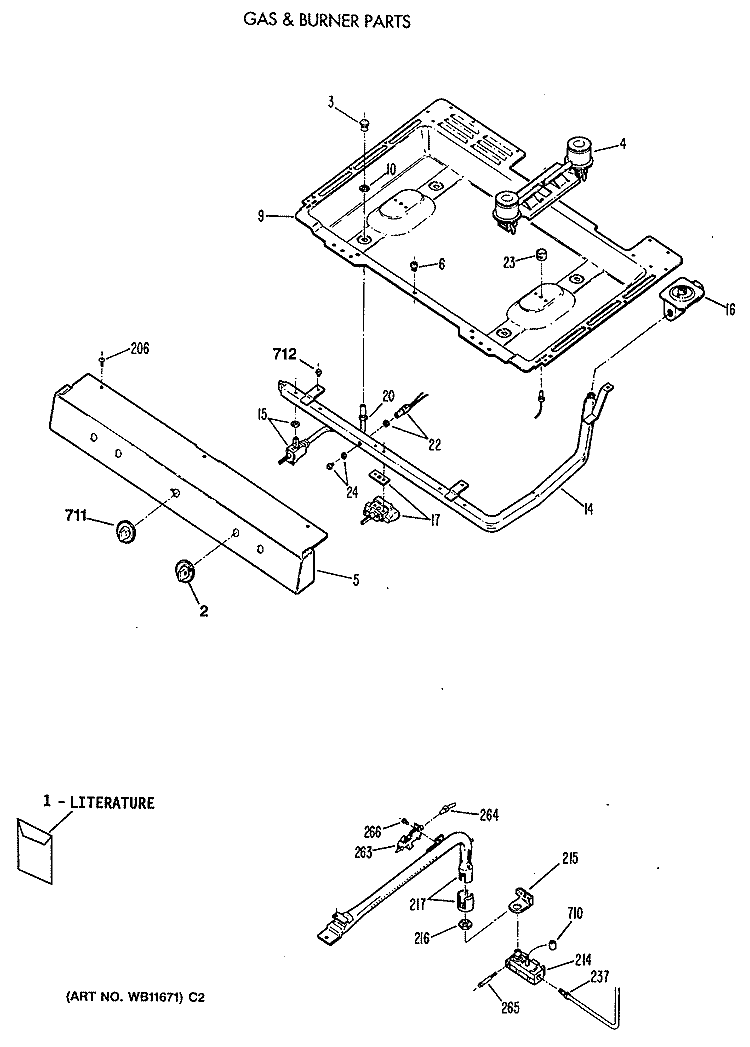 GAS & BURNER PARTS Diagram and Parts List for LGB116GPT2WH  General Electric Range