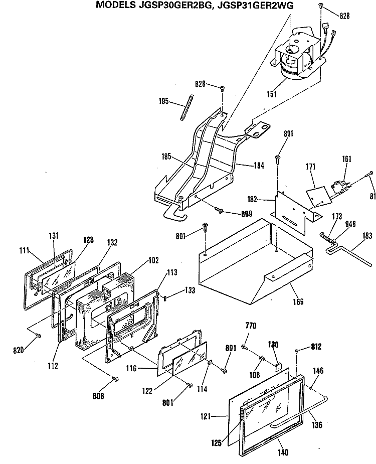Section Diagram and Parts List for JGSP30GER2BG  General Electric Range