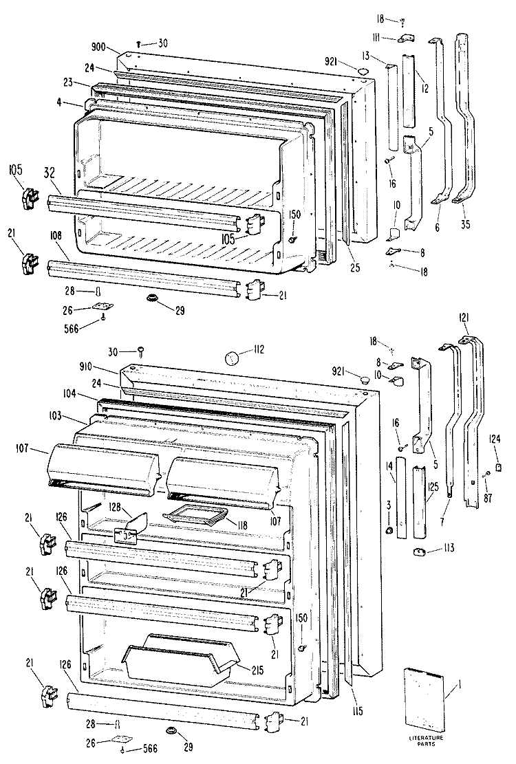 Section Diagram and Parts List for TBX18ZPJRAD  General Electric Refrigerator