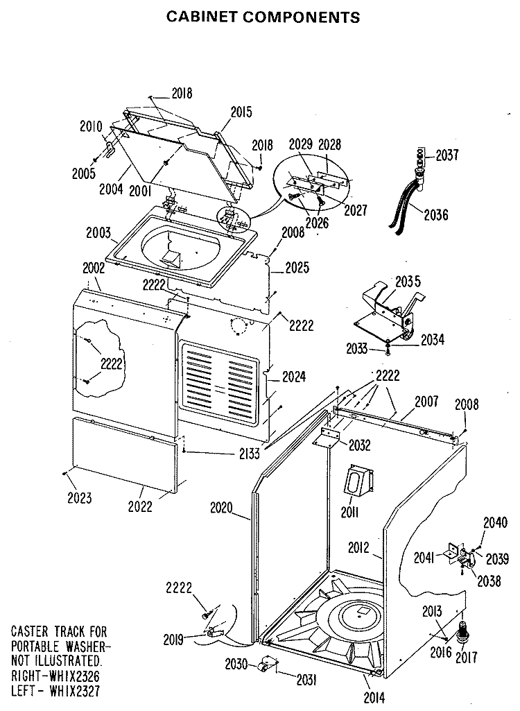CABINET COMPONENTS Diagram and Parts List for WWP1170BAW  General Electric Washer