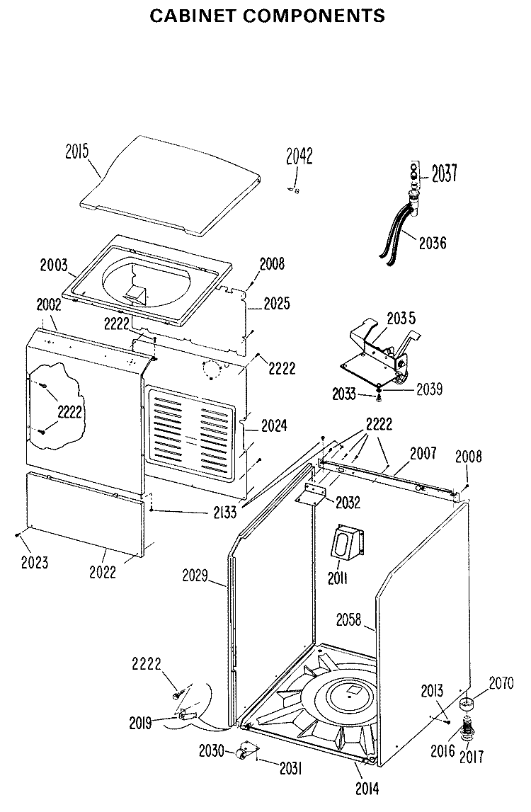 CABINET COMPONENTS Diagram and Parts List for WWP1170FAW  General Electric Washer