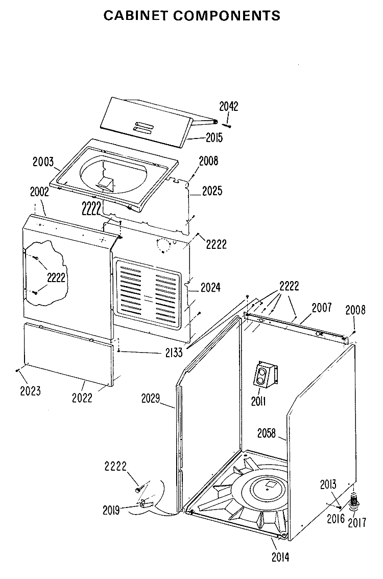 CABINET COMPONENTS Diagram and Parts List for WWP1180FAW  General Electric Washer
