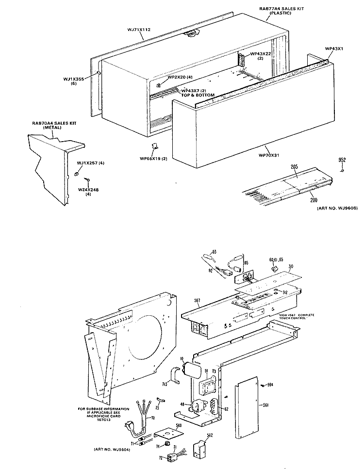 Section Diagram and Parts List for A2B398DCALR1  General Electric Air Conditioner