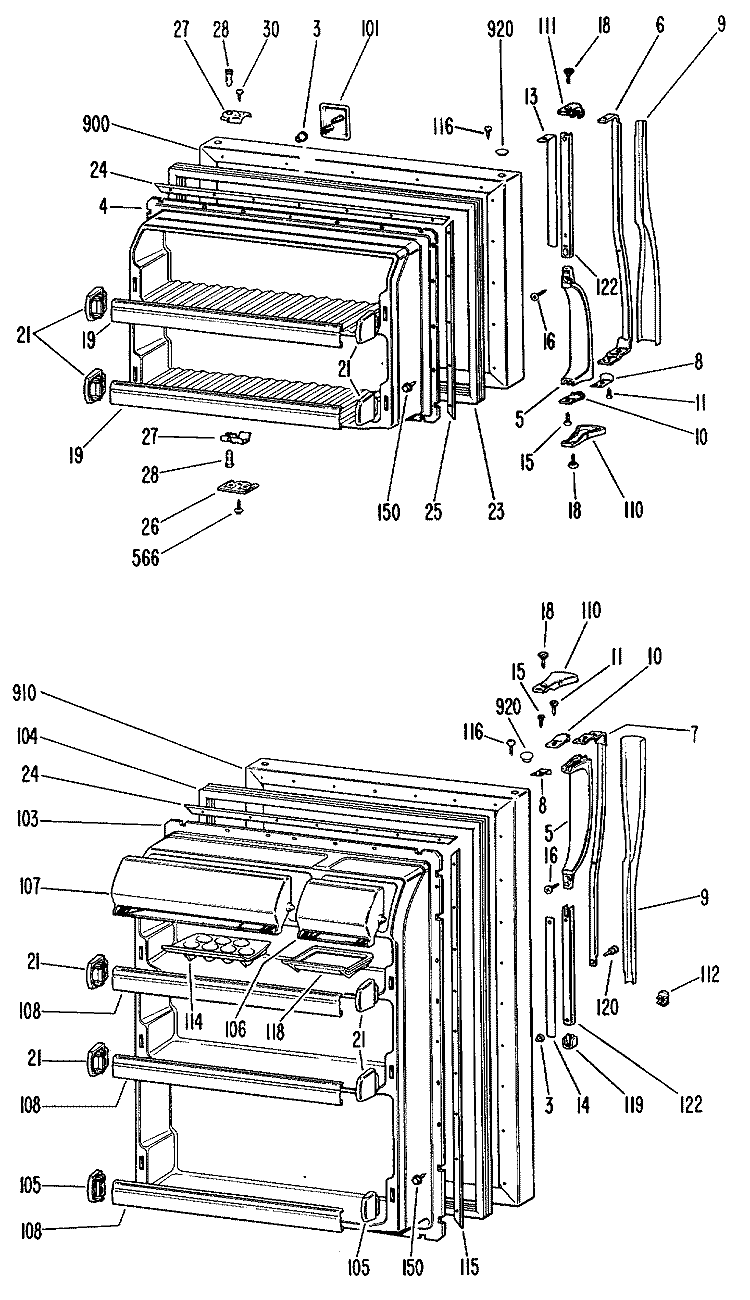 Section Diagram and Parts List for TBX18PGR  General Electric Refrigerator