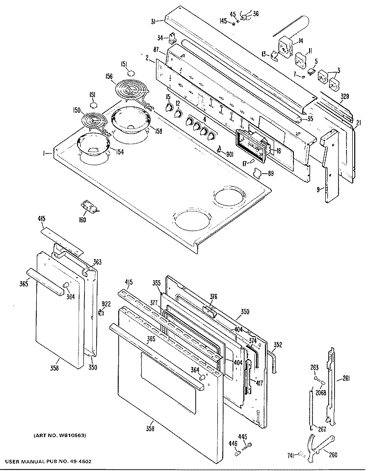 Section Diagram and Parts List for JCS57H2  General Electric Range