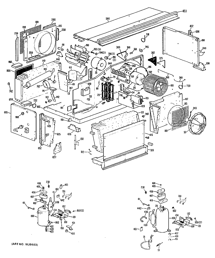 Section Diagram and Parts List for A3B788DECSD2  General Electric Air Conditioner