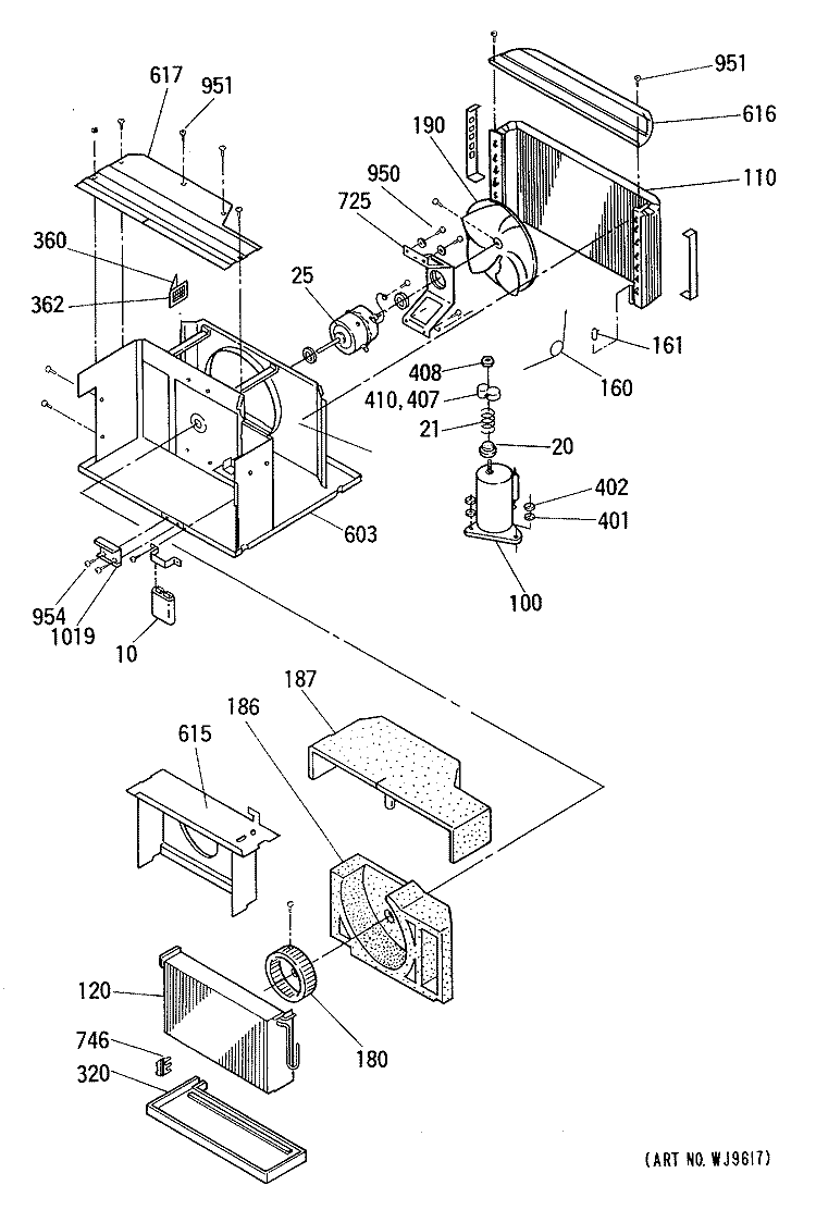 Section Diagram and Parts List for AEX08FAM1  General Electric Air Conditioner
