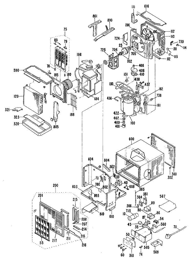 Section Diagram and Parts List for AWK18D1V1  General Electric Air Conditioner