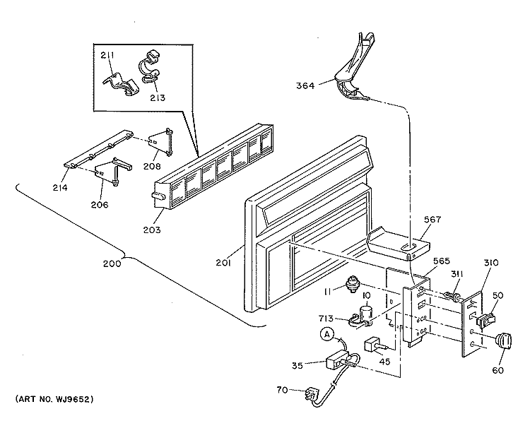 Section Diagram and Parts List for ACM11AAT1  General Electric Air Conditioner
