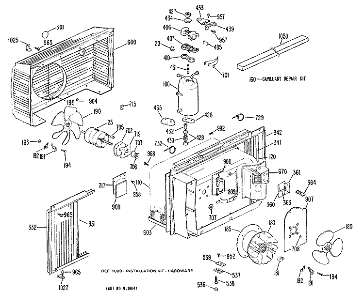 Section Diagram and Parts List for NTP05LAB1  General Electric Air Conditioner