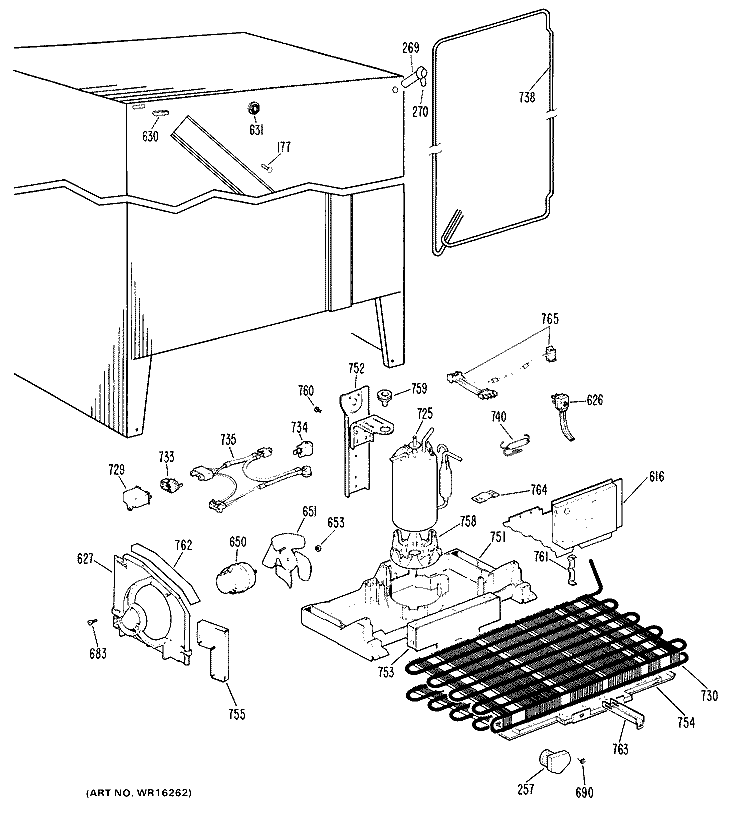 Section Diagram and Parts List for TFX24ZHE  General Electric Refrigerator