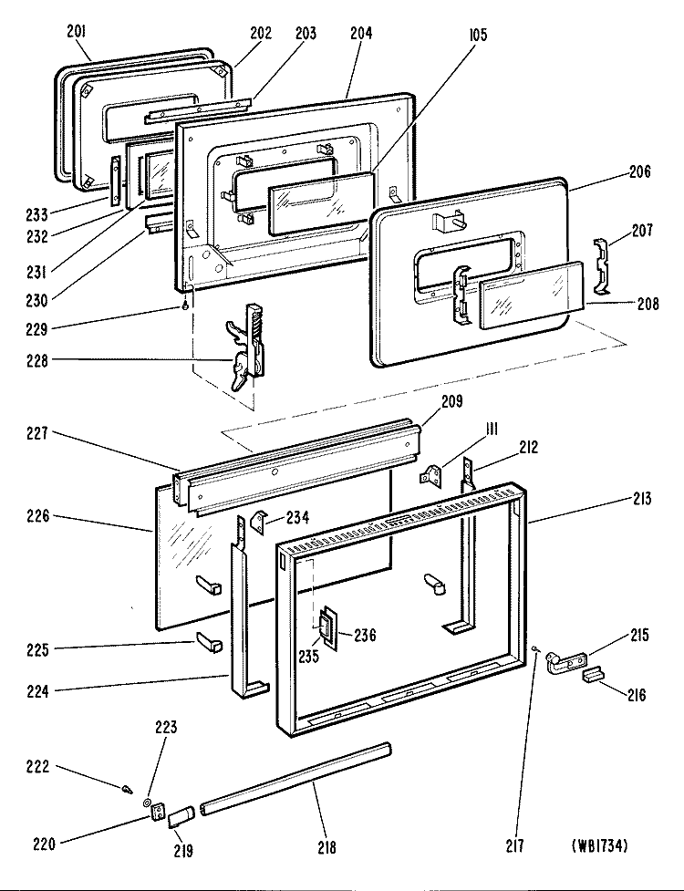 Section Diagram and Parts List for JB552GK-2  General Electric Range