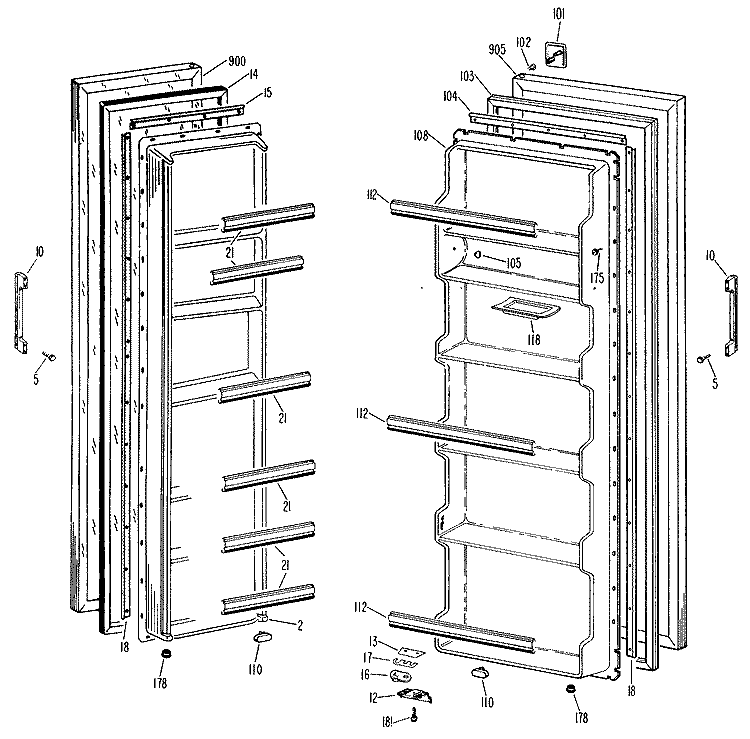 Section Diagram and Parts List for TFX19LJB  General Electric Refrigerator
